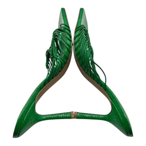 STEVE MADDEN Women's Green Bonds Cage Square Toe Stiletto Heel Mule Sandal Size9 - Picture 7 of 9